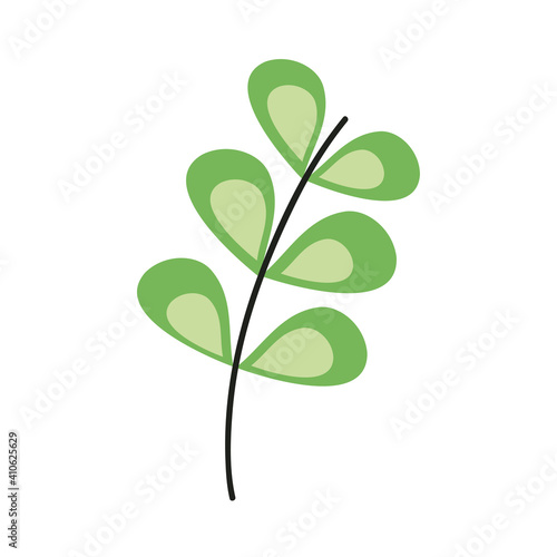 green branch with leafs plant decorative icon © Gstudio