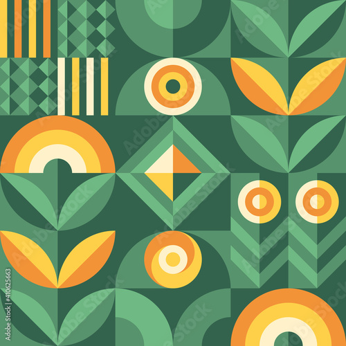 Abstract geometric vector pattern in Scandinavian style. Agriculture symbol. Harvest of garden. Background illustration graphic design. 