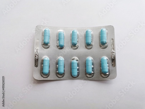 A pack of blue pills