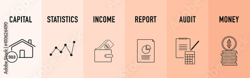 Accounting Line Icon Design, Financial icons vector set
