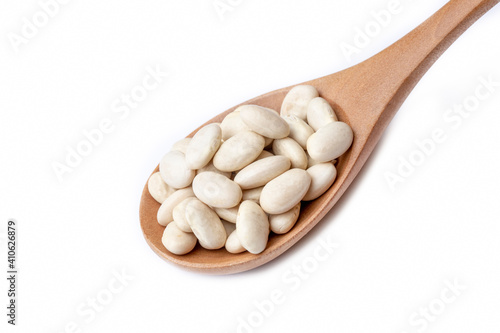Haricot beans on the white background