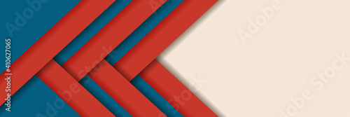 Horizontal geometric stripe banner media cover template. Vintage Blue background vector illustration