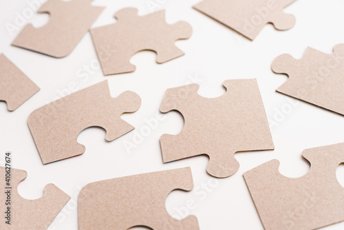 puzzles on a white background, cardboard puzzles   