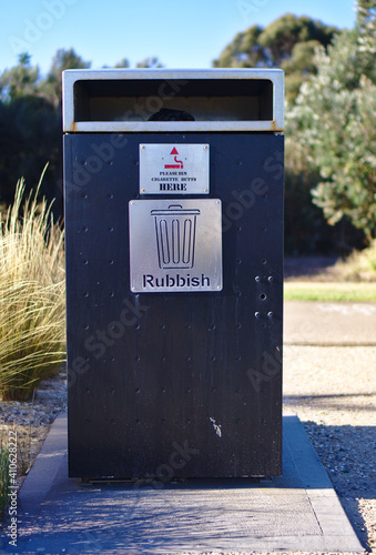 Contemporary Rubbish Bin on Public Park