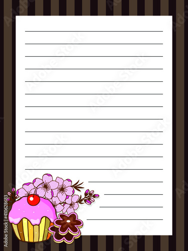 Sweets, recipe paper. Form for writing. Frame for writing. eps10 vector stock illustration