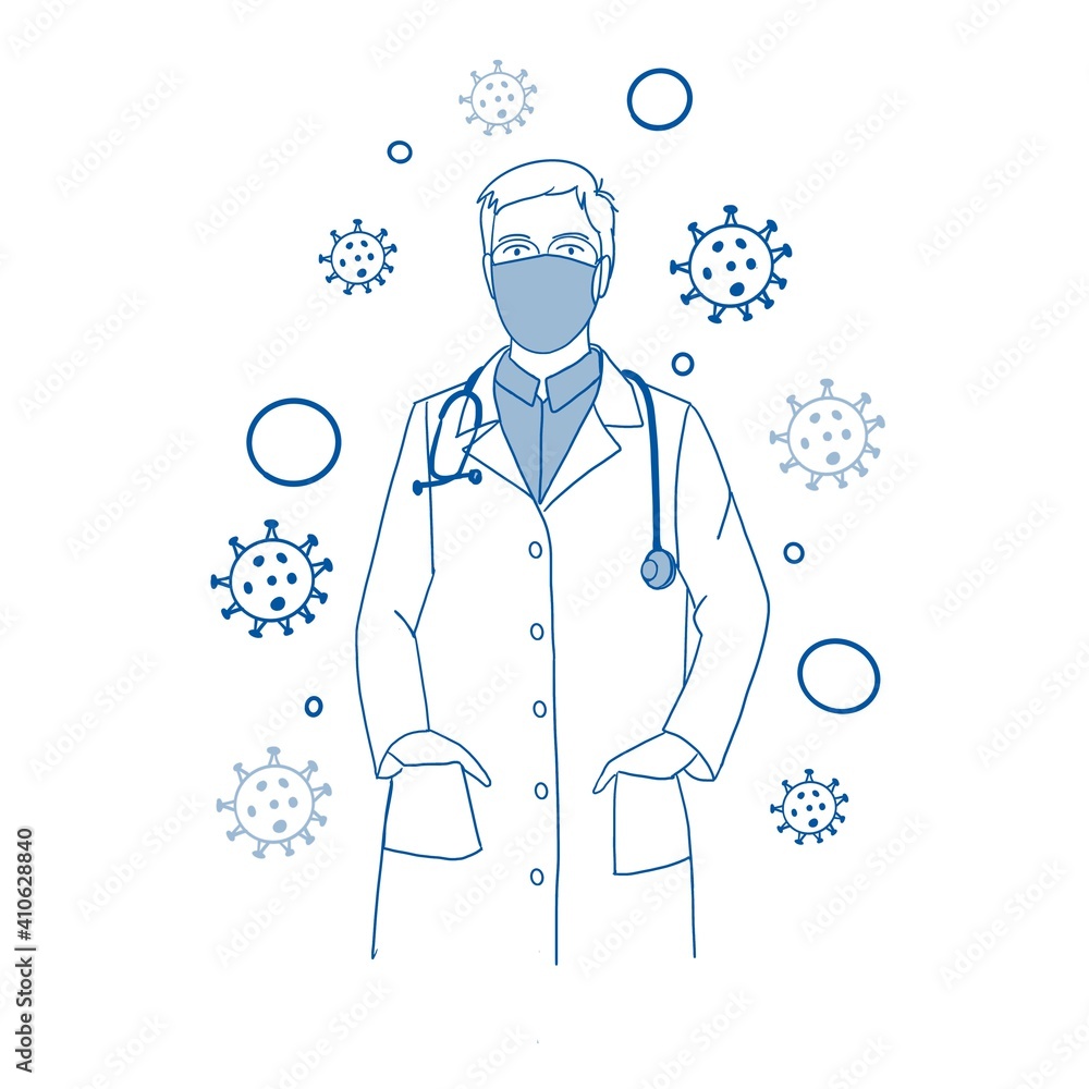Obraz premium doctor with stethoscope anti virus