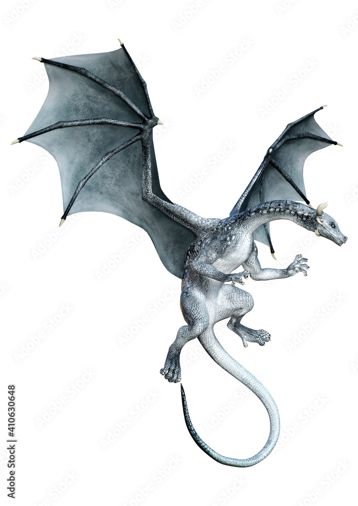 Fototapeta premium 3D Rendering Fairy Tale Dragon on White