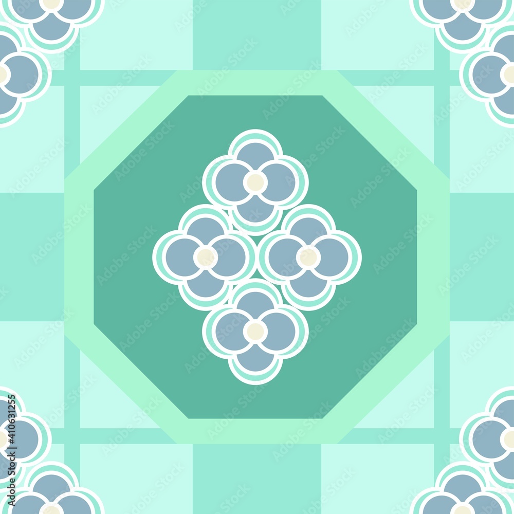 Simple Daisy Checked Pattern In Aqua Green and blue Simple Daisy Checked Pattern In Aqua Green and blue
