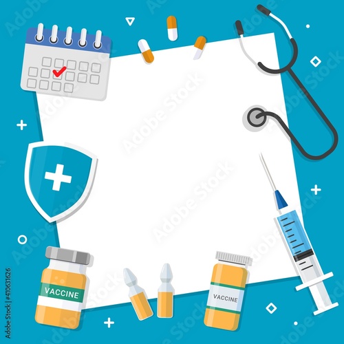 Vaccine background with medical object elements design concept vector illustration