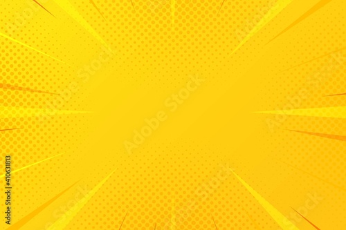 Abstract yellow halftone comic zoom background