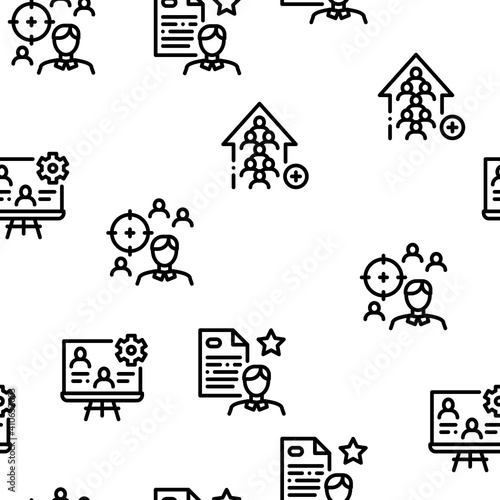 Account Manager Work Seamless Pattern Vector Thin Line. Illustrations