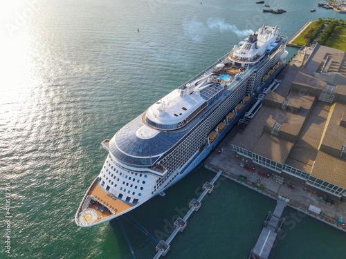 Photography Bird view on cruise ship