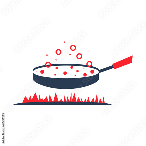 Cook food Icon. Boiling on fire, cook food menu, cook with fire icon. vector, illustrator, flat style icon with black shape, two color, color circle and gradient shape.