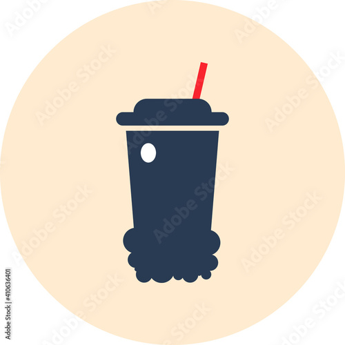 Juice Icon. Cold Coffee Icon. vector flat style, two color, color circle, color background, black shape icon.