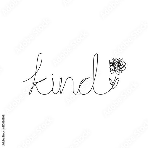 Kind and a rose. Continuous one line drawing. Minimalism design. Vector illustration.