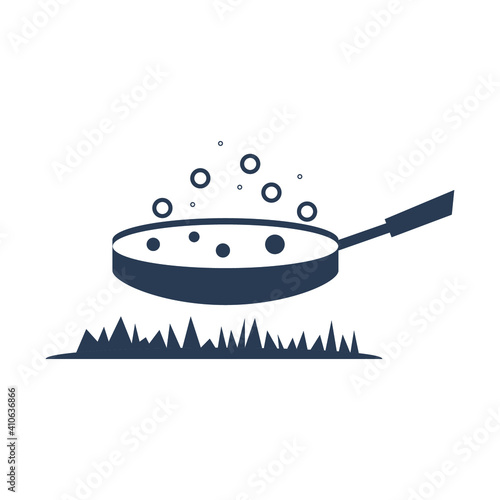 Cook food Icon. Boiling on fire, cook food menu, cook with fire icon. vector, illustrator, flat style icon with black shape, two color, color circle and gradient shape.