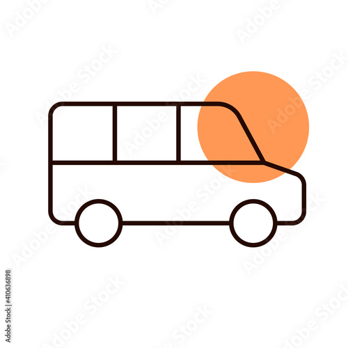 Airport shuttle minivan, shuttle bus vector icon