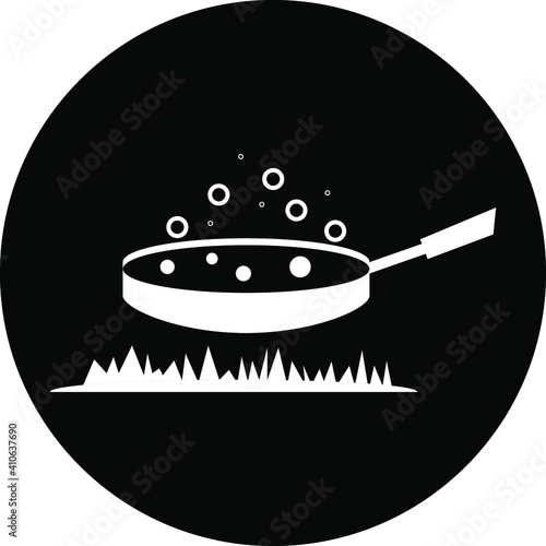 Cook food Icon. Boiling on fire, cook food menu, cook with fire icon. vector, illustrator, flat style icon with black shape, two color, color circle and gradient shape.