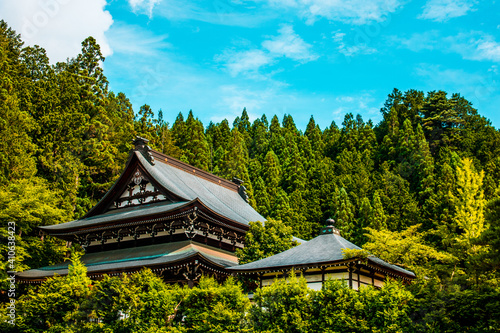 Takayama, Japan: Old Japanese temple surrounded by lush forest
