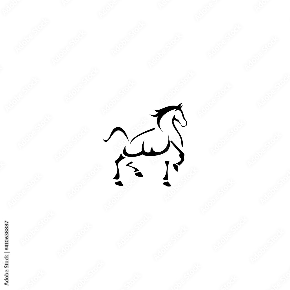 Fototapeta premium Line drawing of a horse on white background. Creative Horse Elegant Logo Symbol Design Illustration Vector for Company
