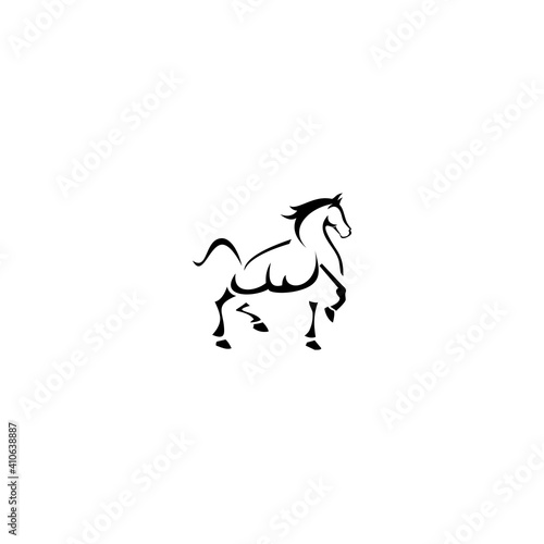 Line drawing of a horse on white background. Creative Horse Elegant Logo Symbol Design Illustration Vector for Company