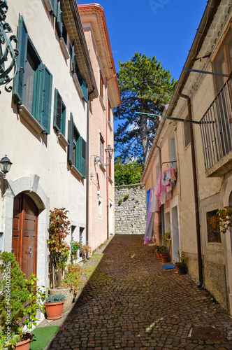Fototapeta Naklejka Na Ścianę i Meble -  A narrow street in Nusco, a medieval village in the province of Avellino, Italy.