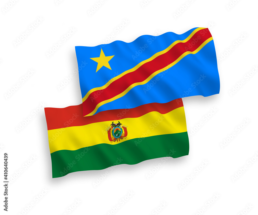 Obraz premium Flags of Bolivia and Democratic Republic of the Congo on a white background