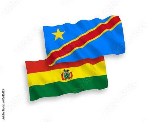 Flags of Bolivia and Democratic Republic of the Congo on a white background