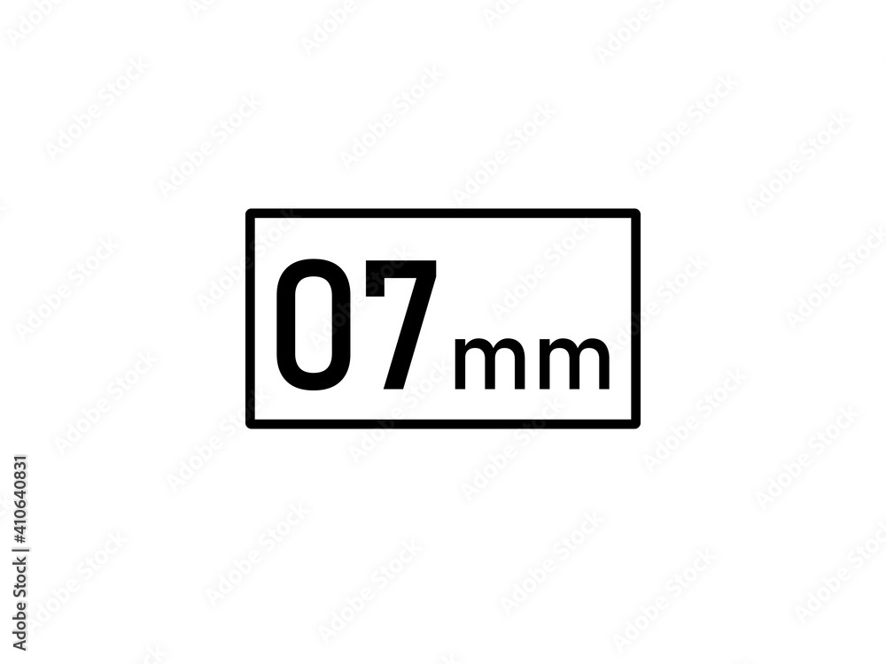 7 millimeters icon vector illustration, 7 mm size 7 millimeters icon vector illustration, 7 mm size