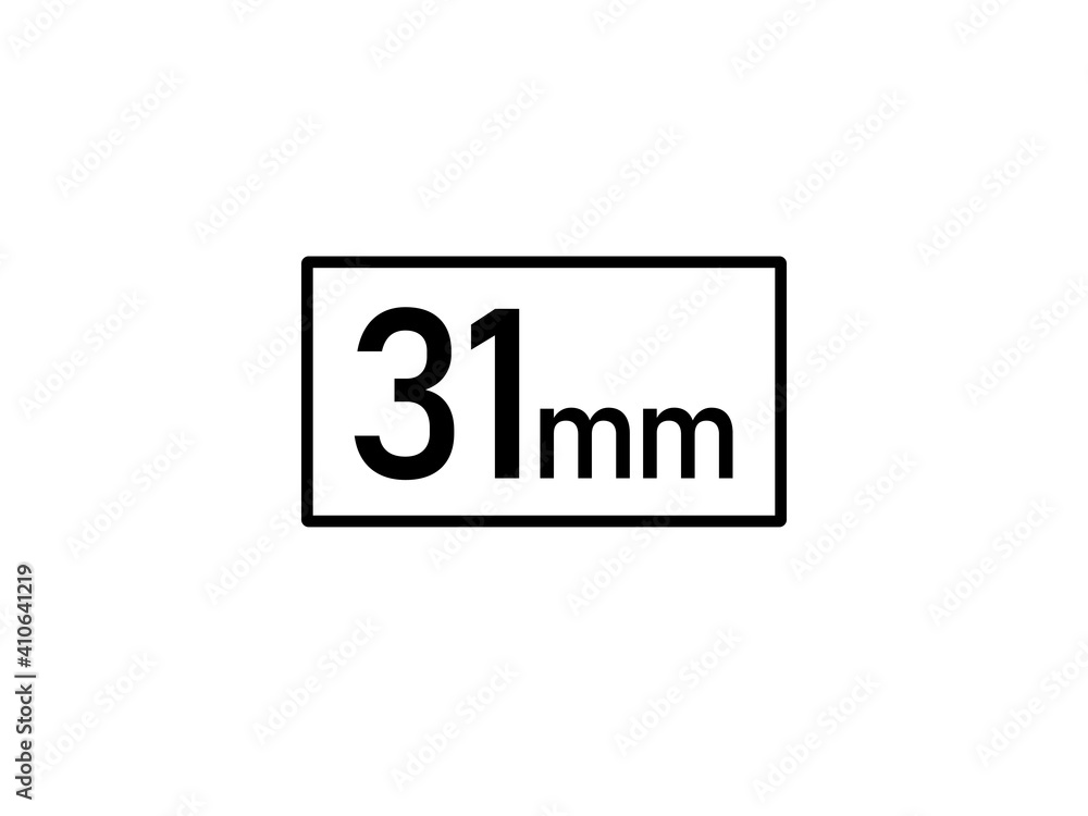 31 millimeters icon vector illustration, 31 mm size