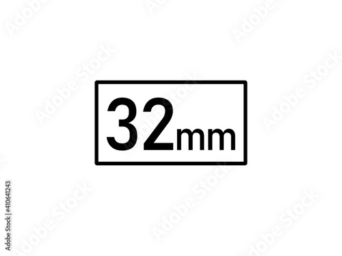 32 millimeters icon vector illustration, 32 mm size