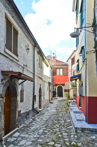A narrow street in Nusco, a medieval village in the province of Avellino, Italy. © Giambattista
