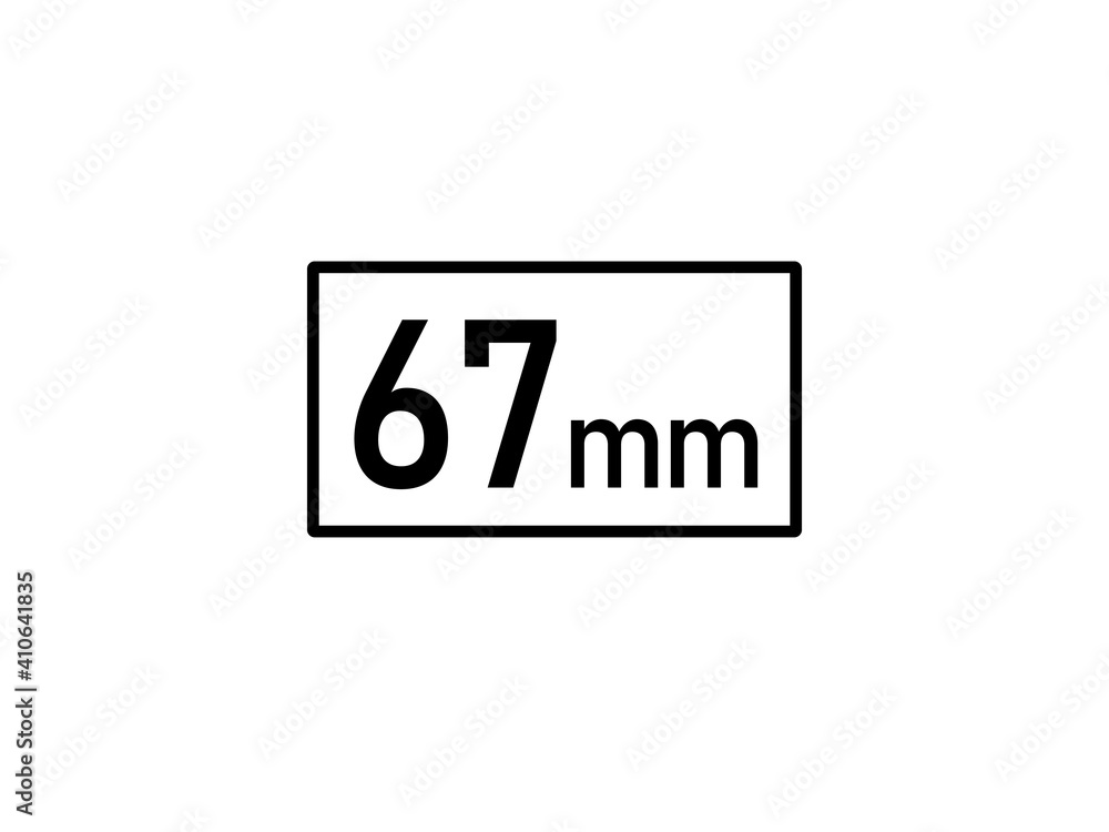 67 millimeters icon vector illustration, 67 mm size 67 millimeters icon vector illustration, 67 mm size