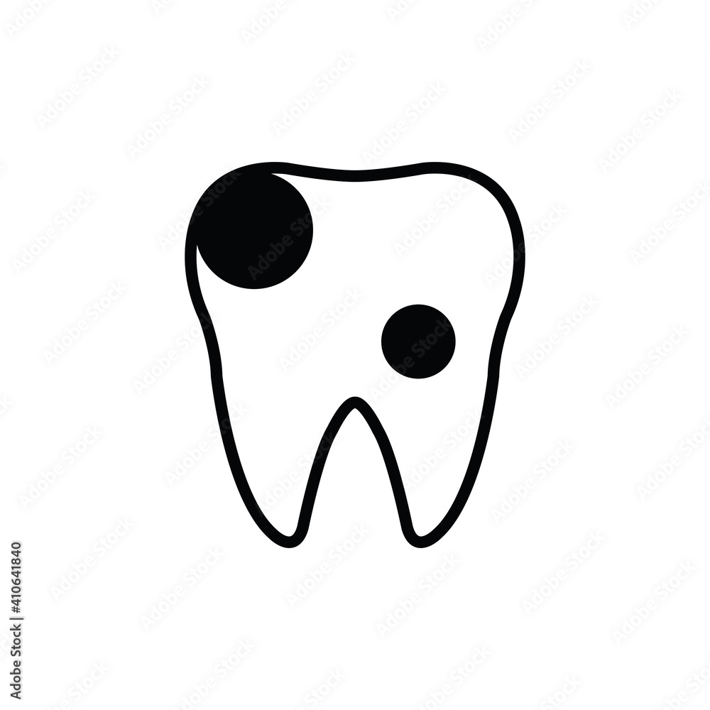 damaged tooth black vector icon. toothache icon damaged tooth black vector icon. toothache icon