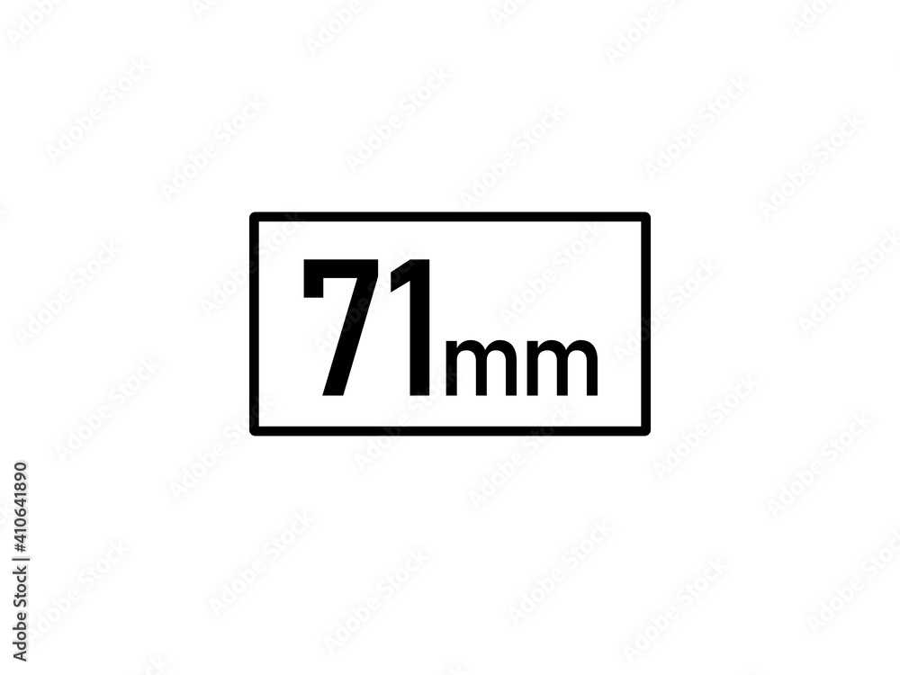 71 millimeters icon vector illustration, 71 mm size 71 millimeters icon vector illustration, 71 mm size
