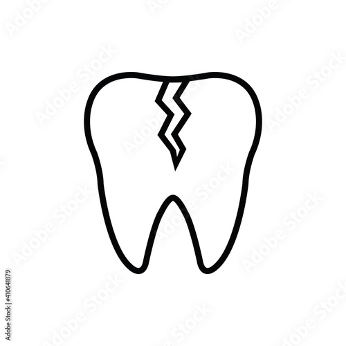 damaged tooth  black vector icon. toothache icon 