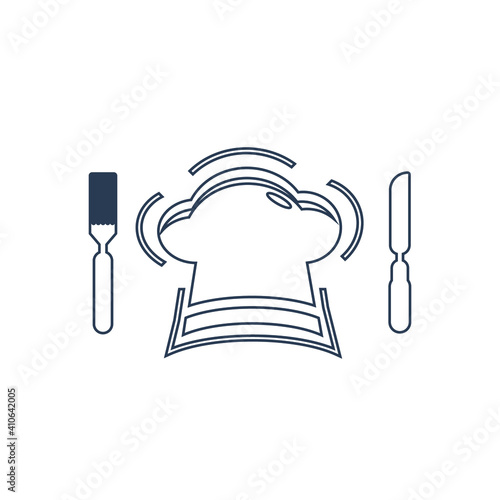 Restaurant icon. Chef hat, food eating icon. vector, flat style, two color, black shape icon