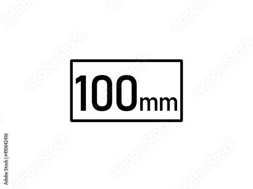 100 millimeters icon vector illustration, 100 mm size
