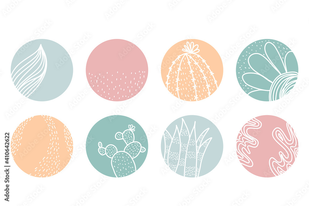 Highlight cover set, abstract floral botanical icons for social media. Vector illustration Highlight cover set, abstract floral botanical icons for social media. Vector illustration