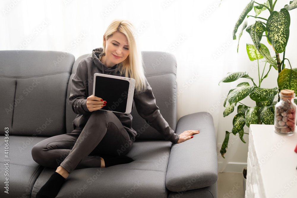 picture of happy woman with tablet pc computer picture of happy woman with tablet pc computer