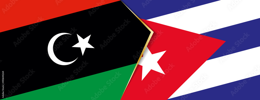 Libya and Cuba flags, two vector flags. Libya and Cuba flags, two vector flags.