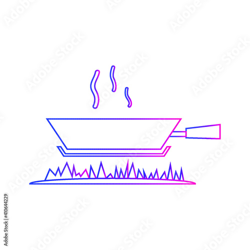 Cook food Icon. Boiling on fire, cook food menu, cook with fire icon. vector, illustrator, flat style icon with black shape, two color, color circle and gradient shape.