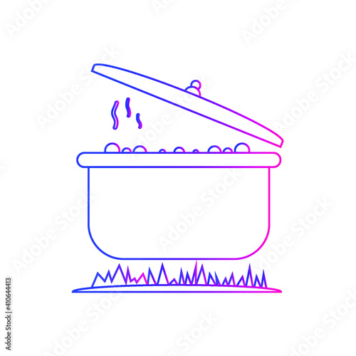 Cook food Icon. Boiling on fire, cook food menu, cook with fire icon. vector, illustrator, flat style icon with black shape, two color, color circle and gradient shape.