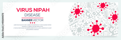 Creative (Nipah virus) Banner Word with Icons ,Vector illustration.
 photo