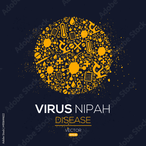 Creative (Nipah virus) Banner Word with Icons ,Vector illustration.
