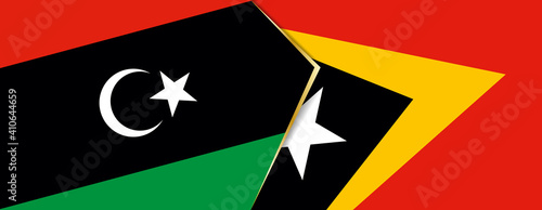 Libya and East Timor flags, two vector flags.