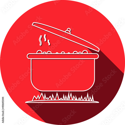 Cook food Icon. Boiling on fire, cook food menu, cook with fire icon. vector, illustrator, flat style icon with black shape, two color, color circle and gradient shape.