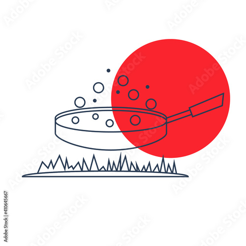 Cook food Icon. Boiling on fire, cook food menu, cook with fire icon. vector, illustrator, flat style icon with black shape, two color, color circle and gradient shape.