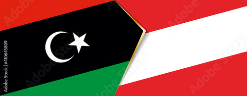 Libya and Austria flags, two vector flags.