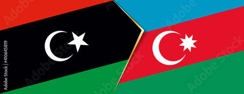 Libya and Azerbaijan flags, two vector flags.